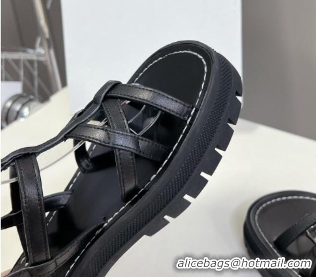 Shop Duplicate Celine Calfskin Strap Sandals Black 531176