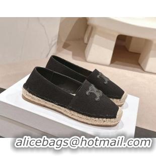 Stylish Celine Espadrilles Flats in Canvas Black 629042