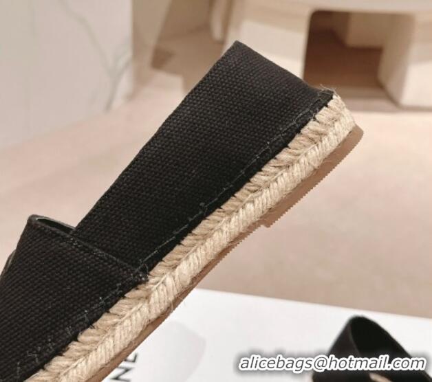 Stylish Celine Espadrilles Flats in Canvas Black 629042