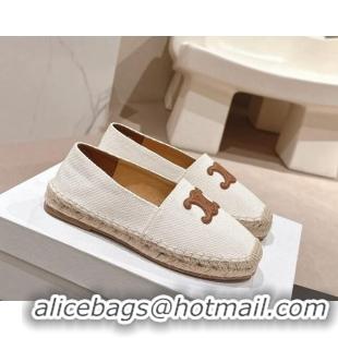 Discount Celine Espadrilles Flats in Canvas White 629043