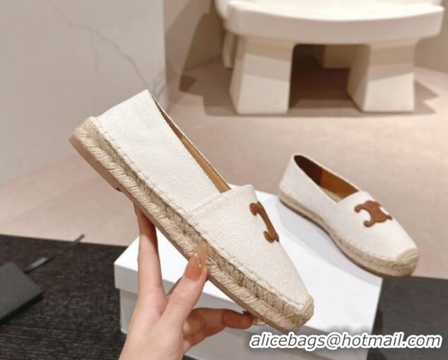 Discount Celine Espadrilles Flats in Canvas White 629043