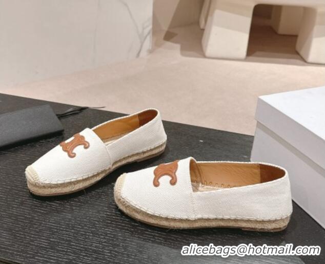 Discount Celine Espadrilles Flats in Canvas White 629043