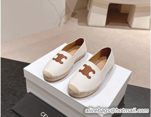 Discount Celine Espadrilles Flats in Canvas White 629043