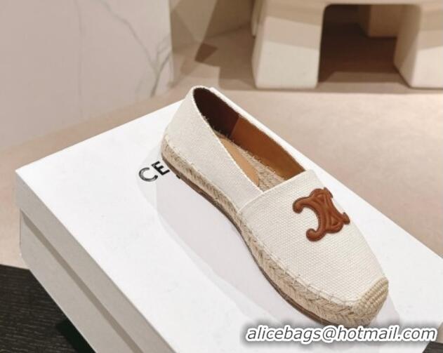 Discount Celine Espadrilles Flats in Canvas White 629043