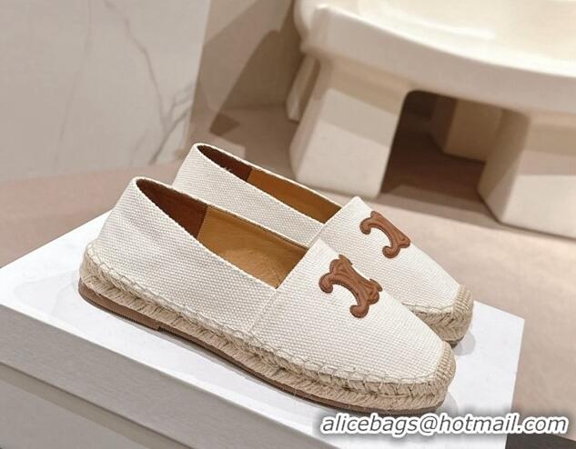 Discount Celine Espadrilles Flats in Canvas White 629043