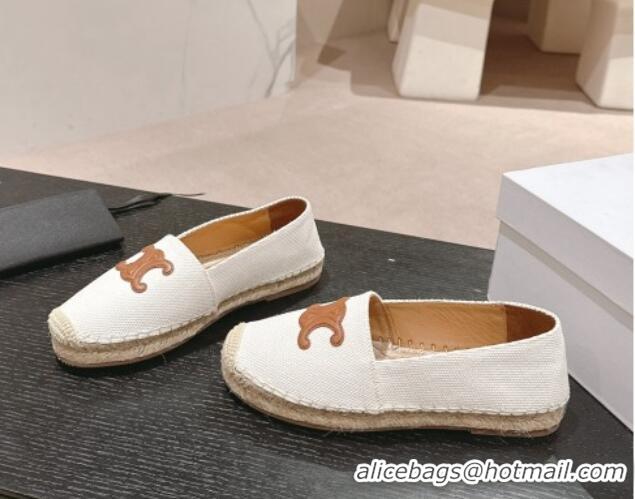 Discount Celine Espadrilles Flats in Canvas White 629043