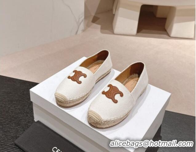 Discount Celine Espadrilles Flats in Canvas White 629043