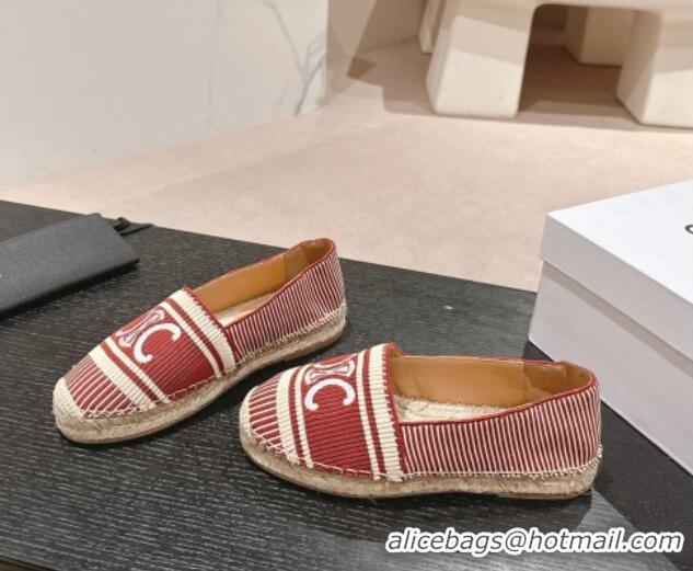 Charming Celine Les Espadrilles Flats in Triomphe Jacquard Canvas Rust Red 629045