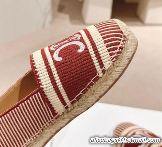 Charming Celine Les Espadrilles Flats in Triomphe Jacquard Canvas Rust Red 629045