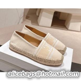 Sophisticated Celine Les Espadrilles Flats in Triomphe Jacquard Canvas Beige 629044