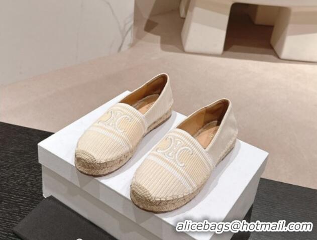 Sophisticated Celine Les Espadrilles Flats in Triomphe Jacquard Canvas Beige 629044