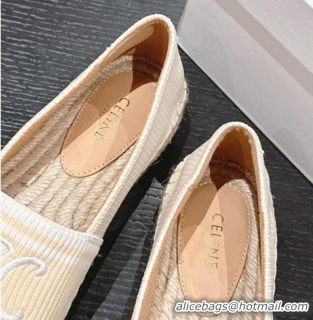 Sophisticated Celine Les Espadrilles Flats in Triomphe Jacquard Canvas Beige 629044