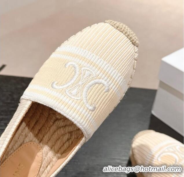 Sophisticated Celine Les Espadrilles Flats in Triomphe Jacquard Canvas Beige 629044