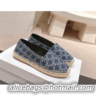 Good Quality Celine Les Espadrilles Flats in Triomphe Denim Blue 629046