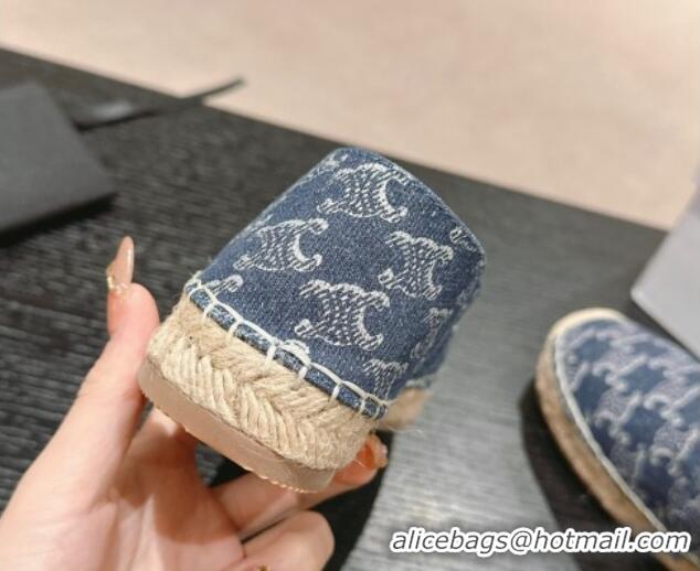 Good Quality Celine Les Espadrilles Flats in Triomphe Denim Blue 629046