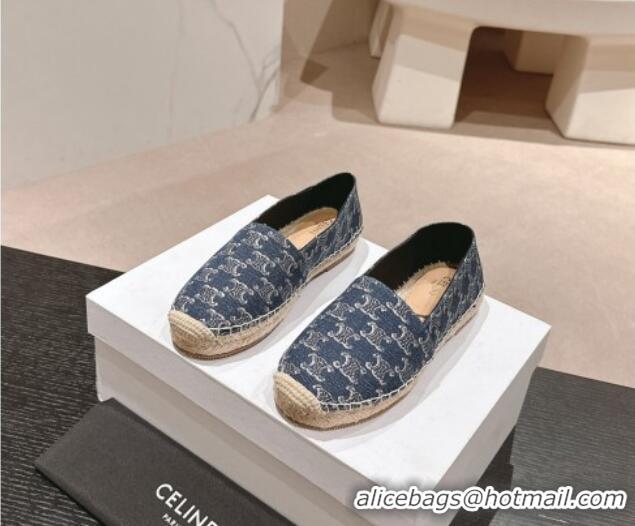 Good Quality Celine Les Espadrilles Flats in Triomphe Denim Blue 629046