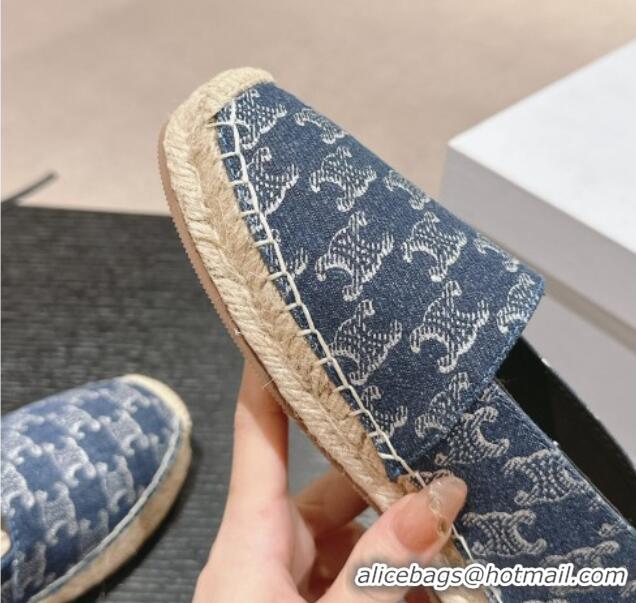 Good Quality Celine Les Espadrilles Flats in Triomphe Denim Blue 629046