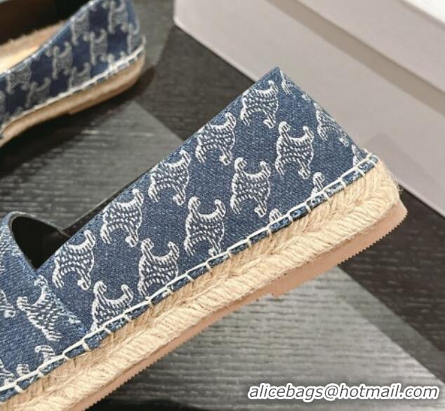 Good Quality Celine Les Espadrilles Flats in Triomphe Denim Blue 629046