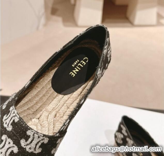 Lower Price Celine Les Espadrilles Flats in Triomphe Denim Black 629047