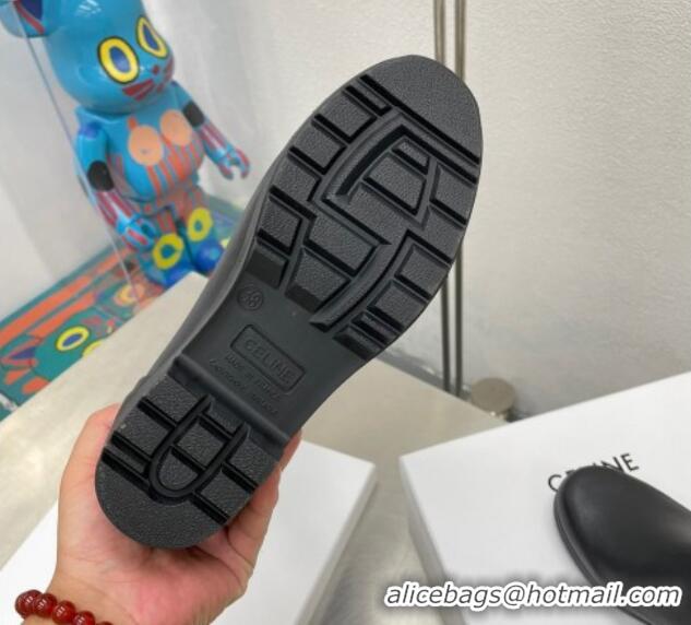 Best Product Celine High Rain Boots in Rubber with Logo Black 719081