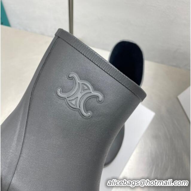 Stylish Celine Ankle Rain Boots in Rubber with Logo Black 719083