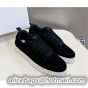 Luxury Celine Suede Sneakers Black 719084