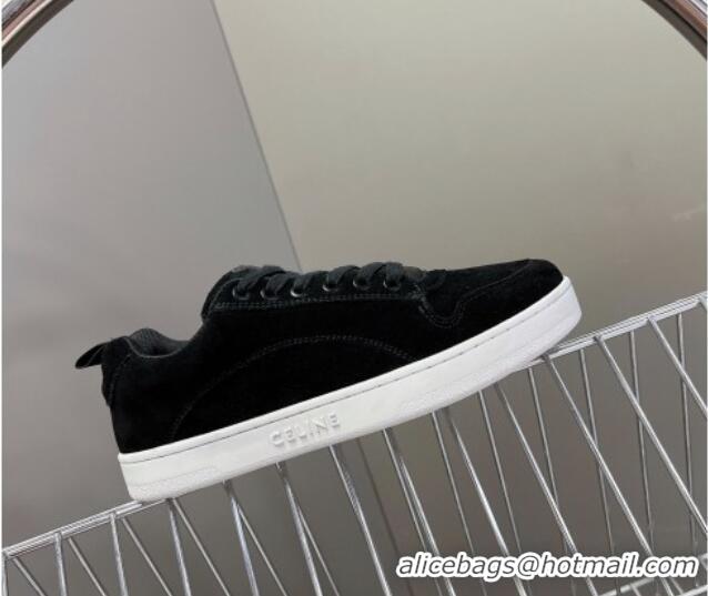 Luxury Celine Suede Sneakers Black 719084