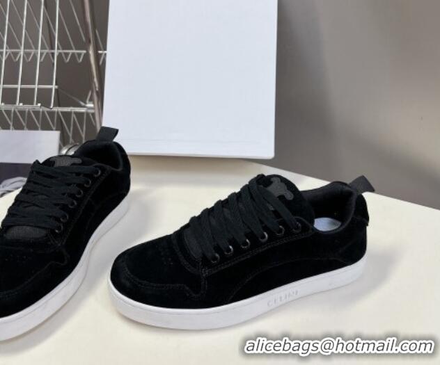 Luxury Celine Suede Sneakers Black 719084