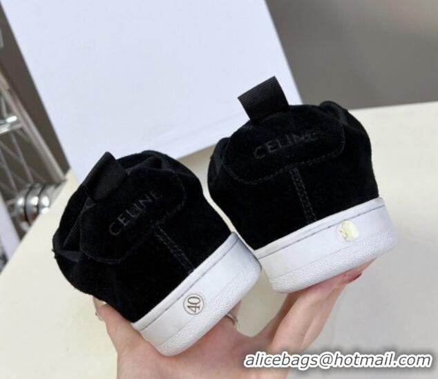 Luxury Celine Suede Sneakers Black 719084