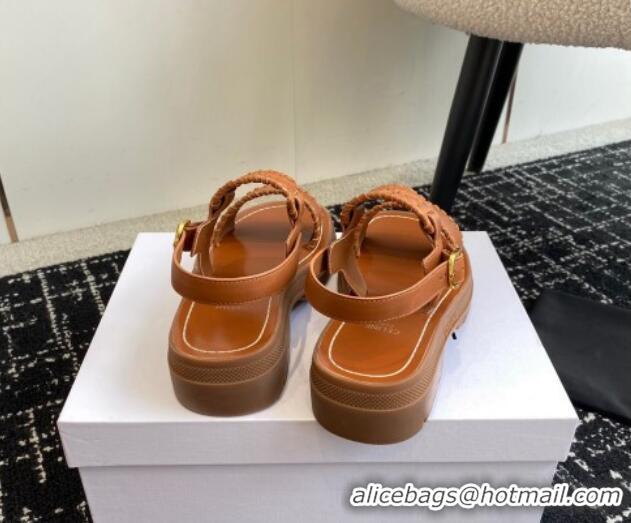 Grade Quality Celine Clea Triomphe Sandals in Calfskin Brown 719091