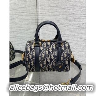 Original Cheap Dior Groove 20 Boston Bag in Blue Oblique Jacquard CD5114 2024