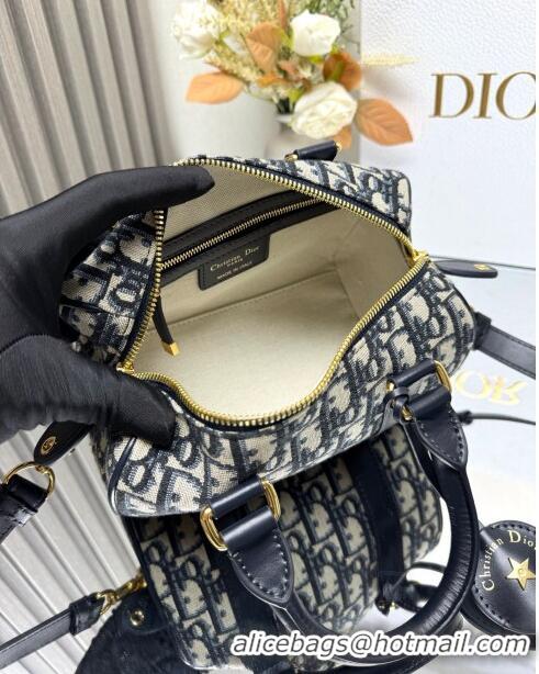 Original Cheap Dior Groove 20 Boston Bag in Blue Oblique Jacquard CD5114 2024