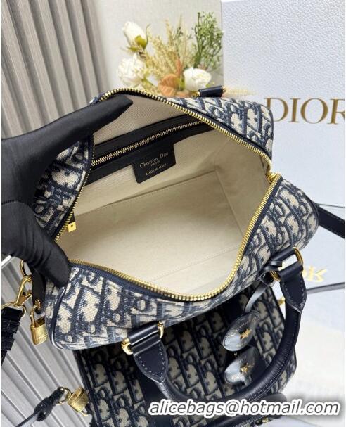 Luxury Classic Dior Groove 25 Mini Boston Bag in Blue Oblique Jacquard CD5115 2024