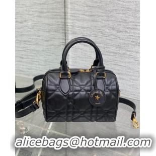 Buy Classic Dior Groove 20 Boston Bag in Black Macrocannage Calfskin CD5117 2024