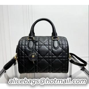 Best Wholesale Dior Groove 25 Boston Bag in Black Macrocannage Calfskin CD5118 2024