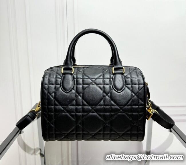 Best Wholesale Dior Groove 25 Boston Bag in Black Macrocannage Calfskin CD5118 2024