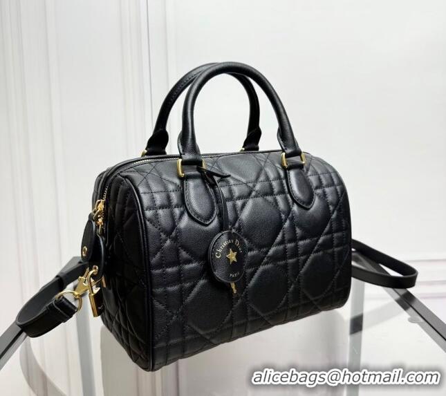 Best Wholesale Dior Groove 25 Boston Bag in Black Macrocannage Calfskin CD5118 2024