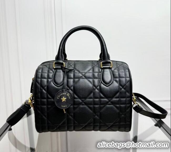 Best Wholesale Dior Groove 25 Boston Bag in Black Macrocannage Calfskin CD5118 2024