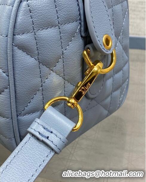 Inexpensive Dior Groove 20 Boston Bag in Black Macrocannage Calfskin CD5119 Pale Blue 2024