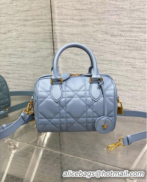 Inexpensive Dior Groove 20 Boston Bag in Black Macrocannage Calfskin CD5119 Pale Blue 2024