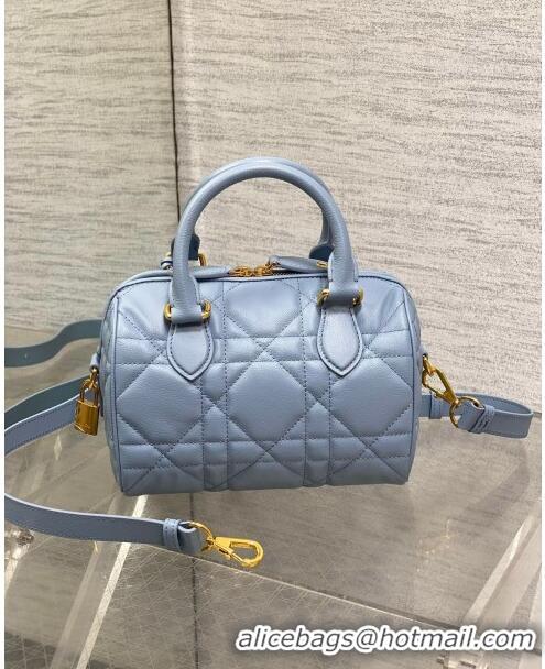 Inexpensive Dior Groove 20 Boston Bag in Black Macrocannage Calfskin CD5119 Pale Blue 2024