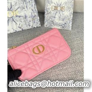 Cheapest Dior 30 Montaigne Glycine Key Pouch in Grained Calfskin CD5120 Light Pink 2024