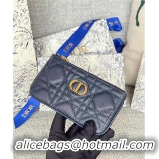 Hot Sell Dior 30 Montaigne Glycine Key Pouch in Grained Calfskin CD5120 Dark Blue 2024