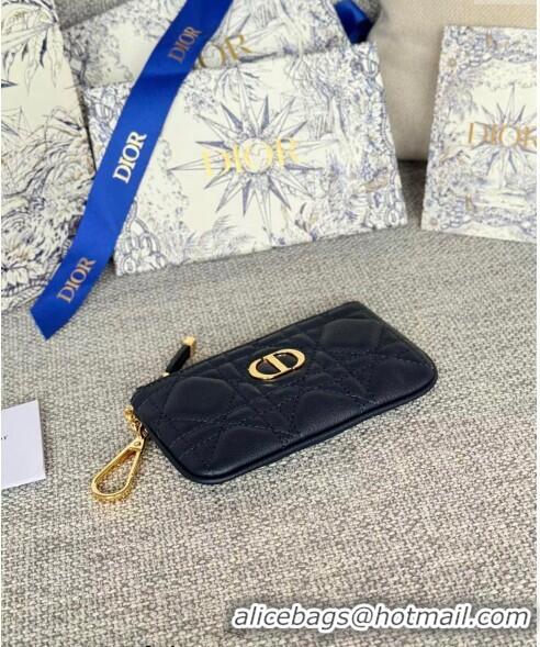 Hot Sell Dior 30 Montaigne Glycine Key Pouch in Grained Calfskin CD5120 Dark Blue 2024