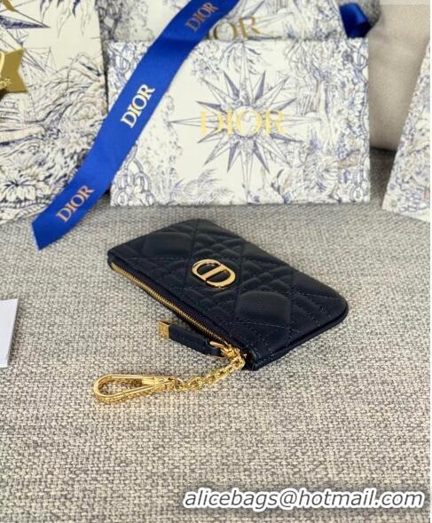 Hot Sell Dior 30 Montaigne Glycine Key Pouch in Grained Calfskin CD5120 Dark Blue 2024