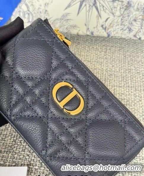 Hot Sell Dior 30 Montaigne Glycine Key Pouch in Grained Calfskin CD5120 Dark Blue 2024