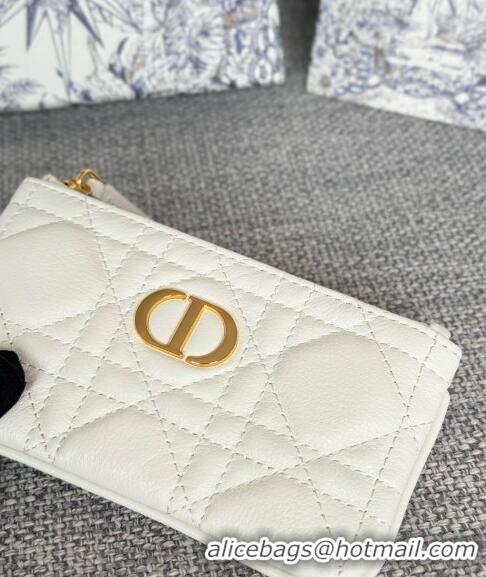 Best Discount Dior 30 Montaigne Glycine Key Pouch in Grained Calfskin CD5120 White 2024