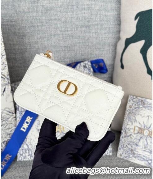 Best Discount Dior 30 Montaigne Glycine Key Pouch in Grained Calfskin CD5120 White 2024