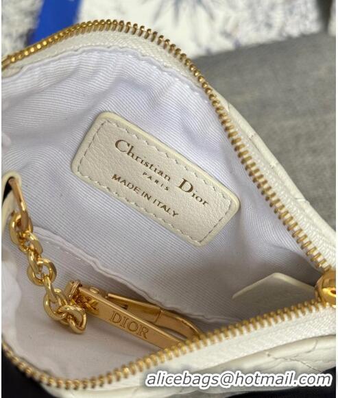 Best Discount Dior 30 Montaigne Glycine Key Pouch in Grained Calfskin CD5120 White 2024