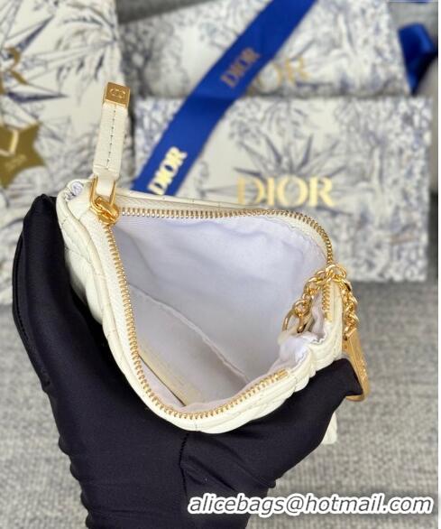 Best Discount Dior 30 Montaigne Glycine Key Pouch in Grained Calfskin CD5120 White 2024